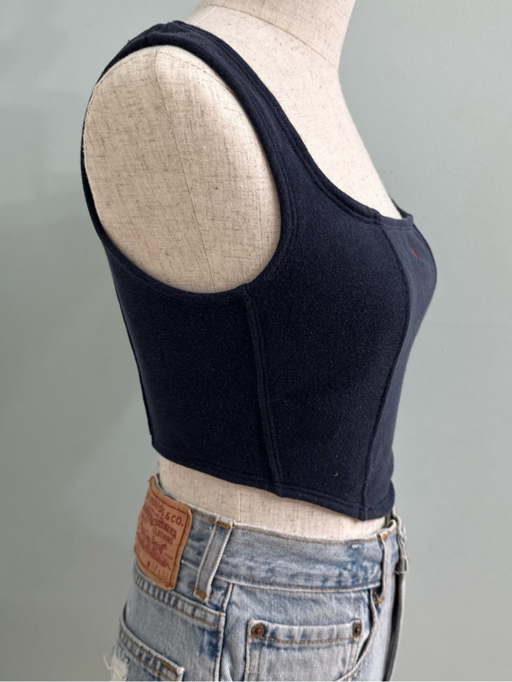Y2K Ralph Lauren Polo Custom Corset Bustier Top Navy Blue XS - Picture 2 of 5